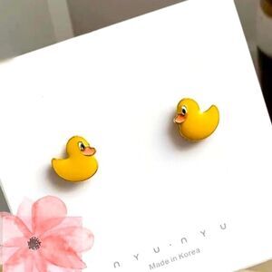 ADORABLE Yellow Enamel Duckling Stud Earrings